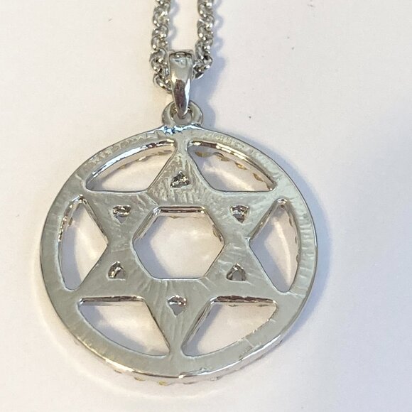 Star of David Necklace Crystal Rhodium Plated 17-19" Sparkly Jewish Zion Jewelry - Picture 8 of 10